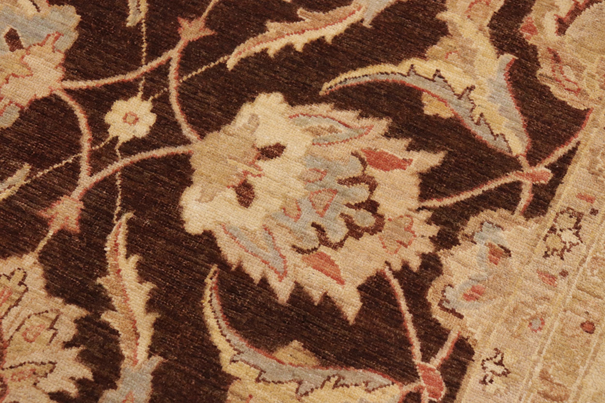 handmade Transitional Kafkaz Brown Beige Hand Knotted RECTANGLE 100% WOOL area rug 9' x 12'