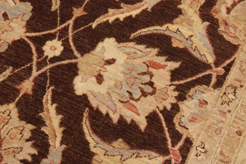 handmade Transitional Kafkaz Brown Beige Hand Knotted RECTANGLE 100% WOOL area rug 9' x 12'