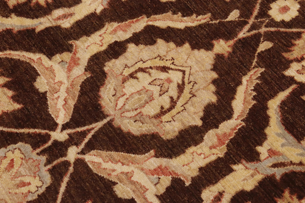 handmade Transitional Kafkaz Brown Beige Hand Knotted RECTANGLE 100% WOOL area rug 9' x 12'