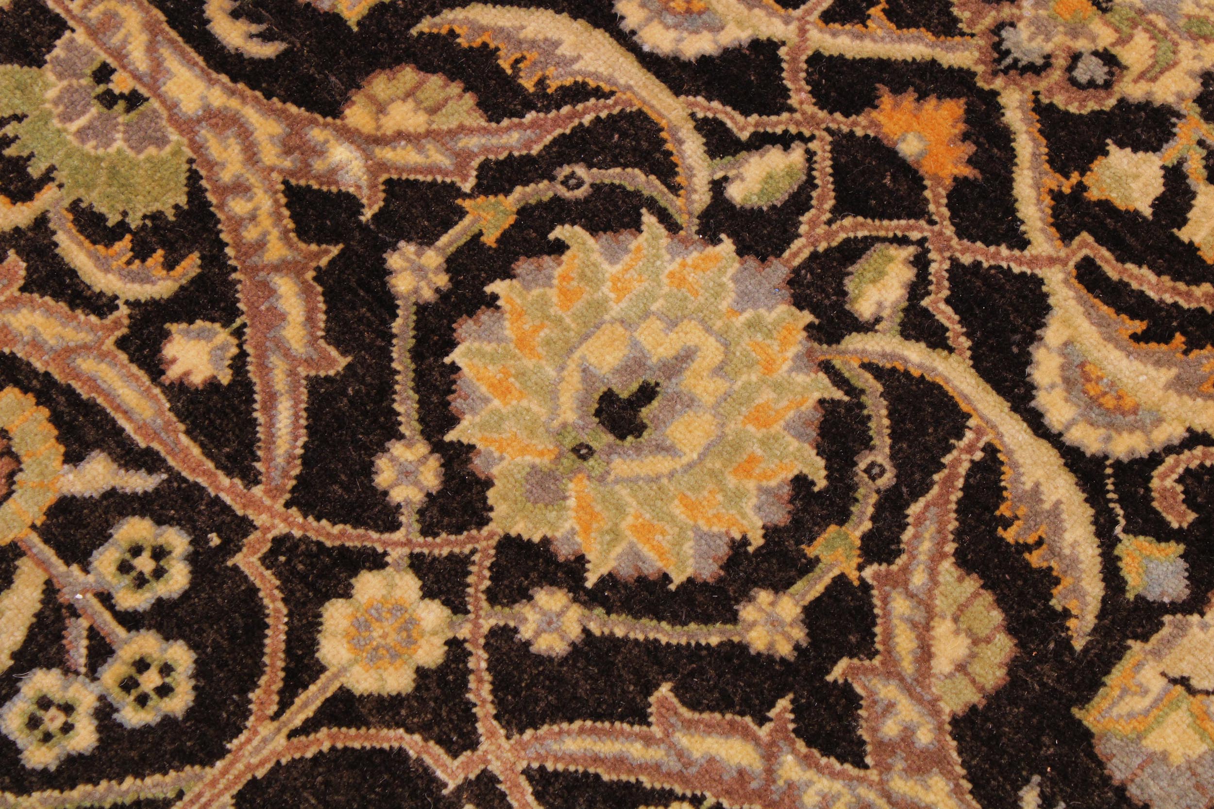 handmade Traditional  Brown Ivory Hand Knotted RECTANGLE 100% WOOL area rug 9' x 12'