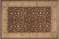 handmade Traditional  Brown Ivory Hand Knotted RECTANGLE 100% WOOL area rug 9' x 12'