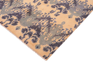 handmade Modern Modern Beige Blue Hand Knotted RECTANGLE 100% WOOL area rug 6' x 8'