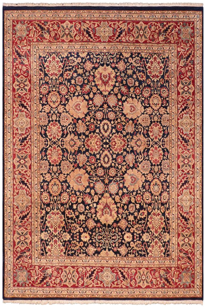 Traditional Mehal Agwe Blue Red Hand Knotted Area rugs 8 x 10