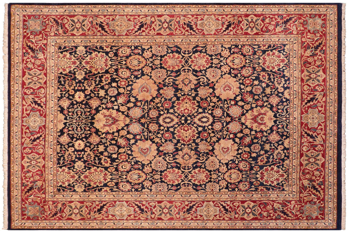 8x10 hand knotted Vegetable Dyed wool rug in blue and red - Agwe
