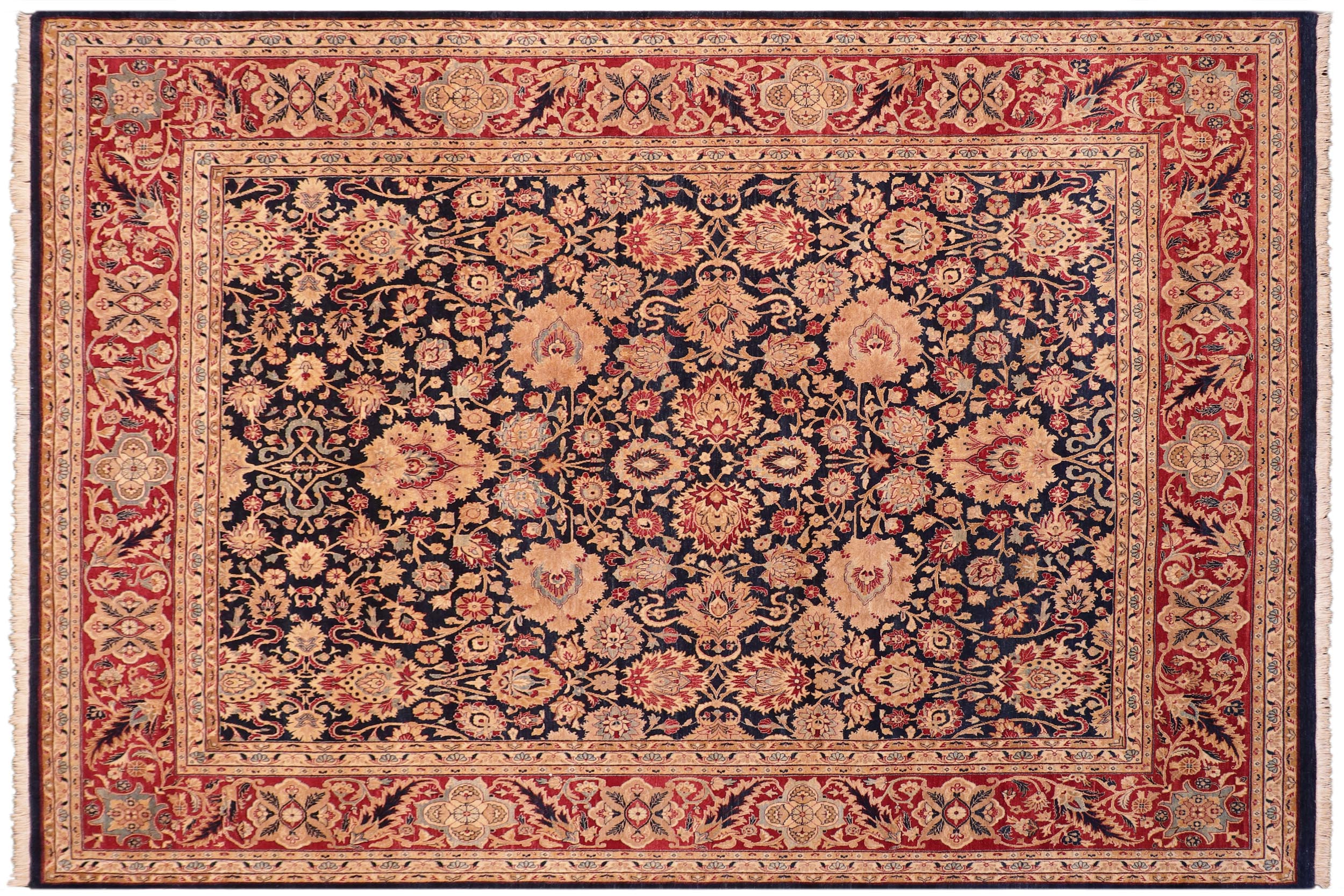 handmade Transitional Mehal Blue Red Hand Knotted RECTANGLE 100% WOOL area rug 8 x 10