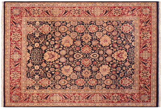 handmade Transitional Mehal Blue Red Hand Knotted RECTANGLE 100% WOOL area rug 8 x 10