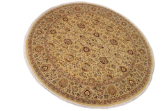 handmade Traditional Round Lahore Lt. Gold Gray Hand Knotted ROUND 100% WOOL area rug 10' x 10'