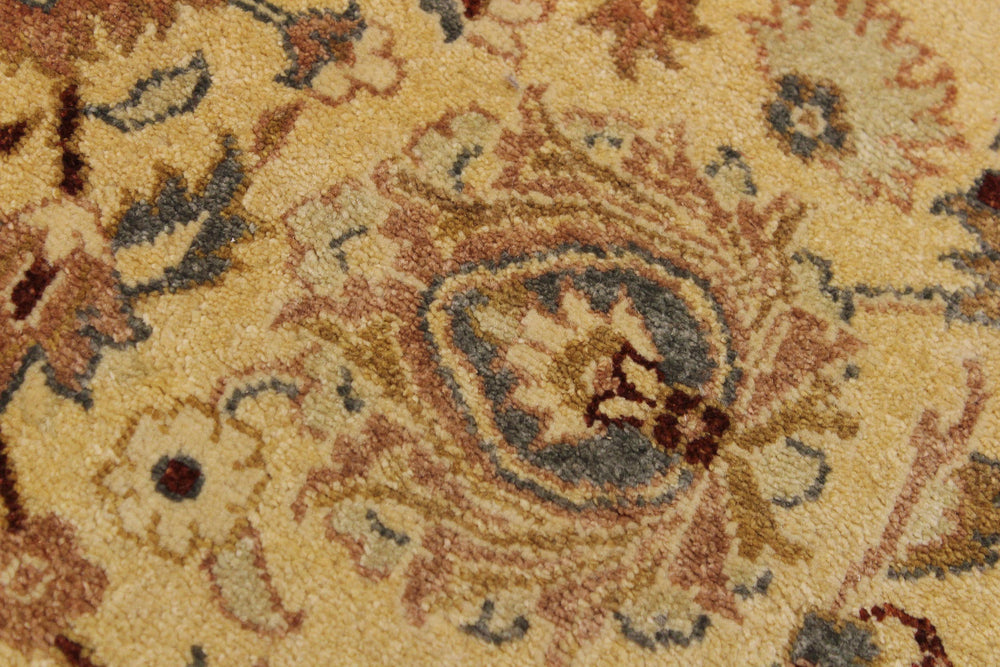 handmade Traditional Round Lahore Lt. Gold Gray Hand Knotted ROUND 100% WOOL area rug 10' x 10'