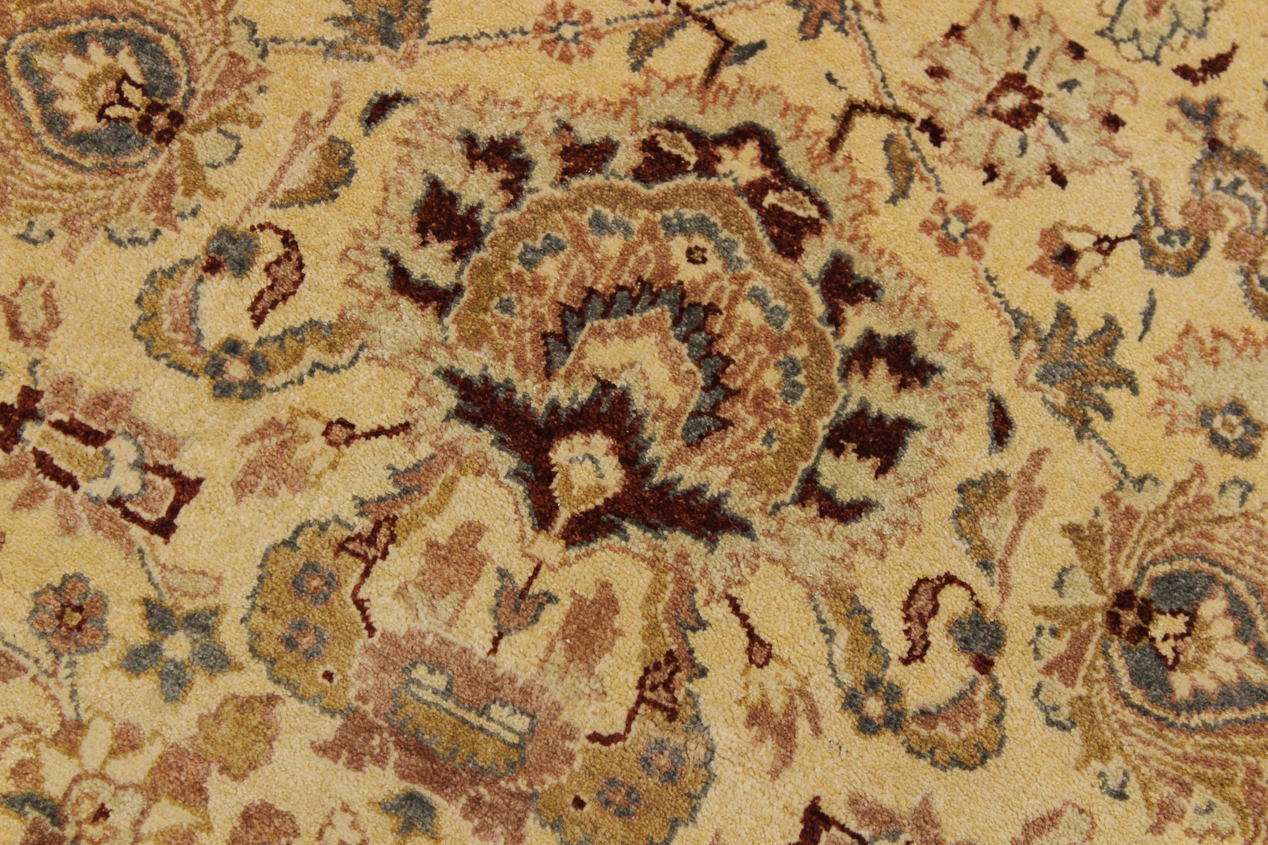 handmade Traditional Round Lahore Lt. Gold Gray Hand Knotted ROUND 100% WOOL area rug 10' x 10'