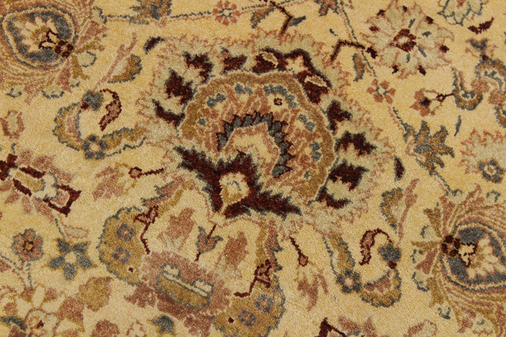 handmade Traditional Round Lahore Lt. Gold Gray Hand Knotted ROUND 100% WOOL area rug 10' x 10'