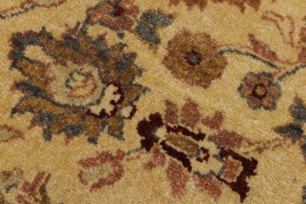 handmade Traditional Round Lahore Lt. Gold Gray Hand Knotted ROUND 100% WOOL area rug 10' x 10'