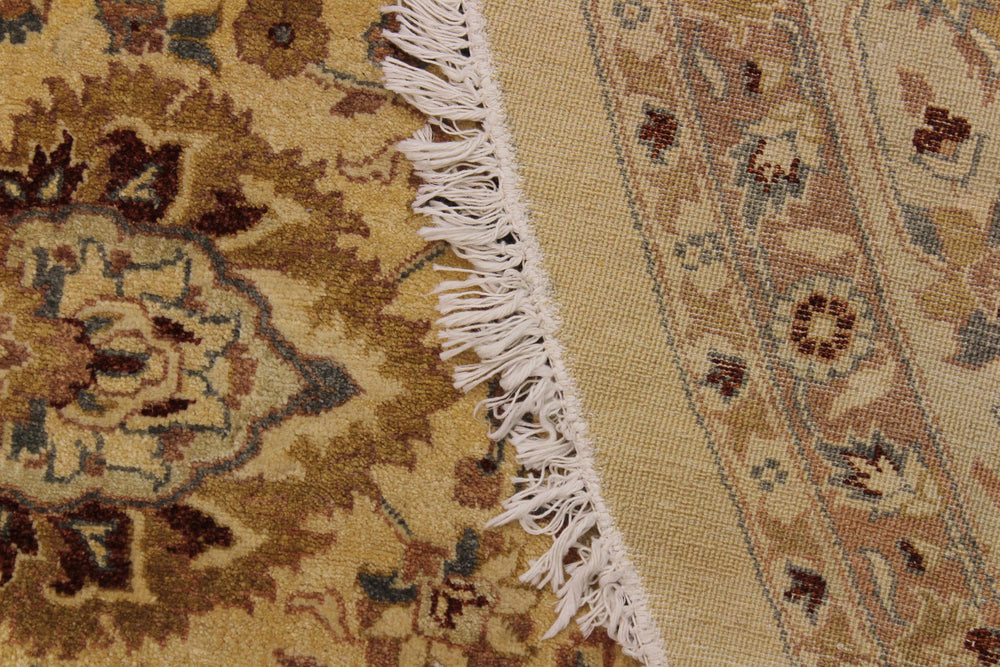 handmade Traditional Round Lahore Lt. Gold Gray Hand Knotted ROUND 100% WOOL area rug 10' x 10'