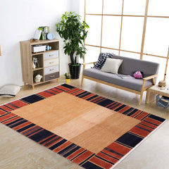 handmade Modern Gabbeh Beige Blue Hand Knotted RECTANGLE 100% WOOL area rug 5' x 7'