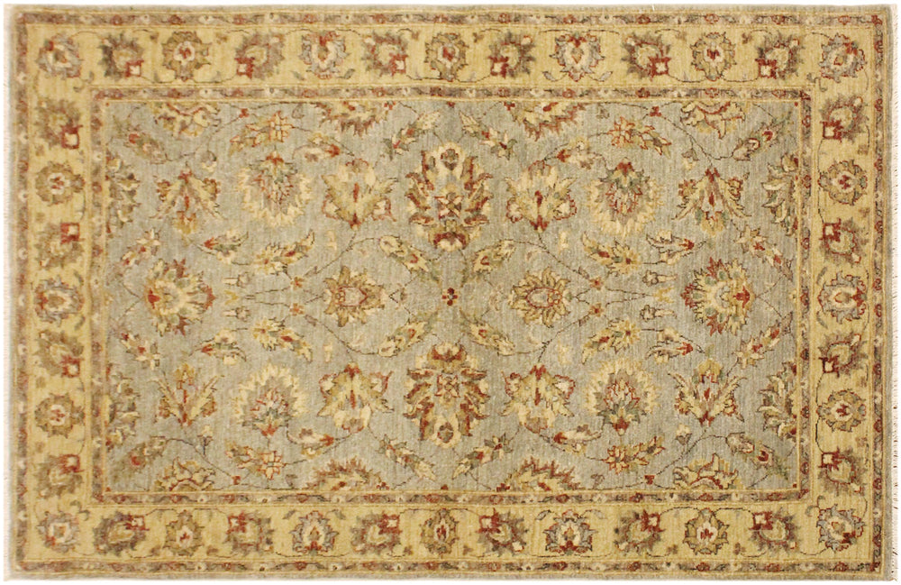 handmade Traditional Kafkaz Blue Gold Hand Knotted RECTANGLE 100% WOOL area rug 4x6