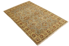handmade Traditional Kafkaz Blue Gold Hand Knotted RECTANGLE 100% WOOL area rug 4 x 6