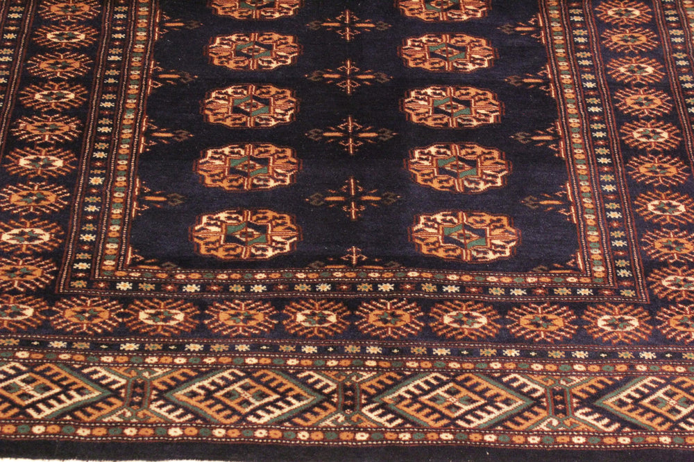 handmade Geometric Bokhara Blue Blue Hand Knotted RECTANGLE 100% WOOL area rug 4X6
