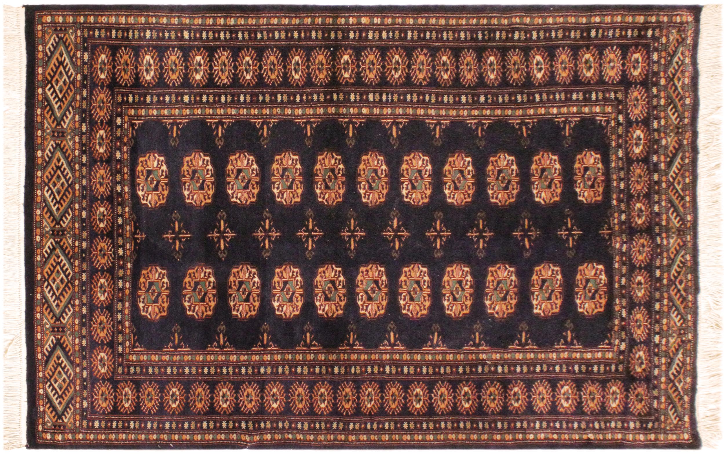 handmade Geometric Bokhara Blue Blue Hand Knotted RECTANGLE 100% WOOL area rug 4X6