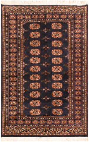 Southwestern Bokhara Jeneva Blue/Blue Wool Rug - 4'3''X5'3''
