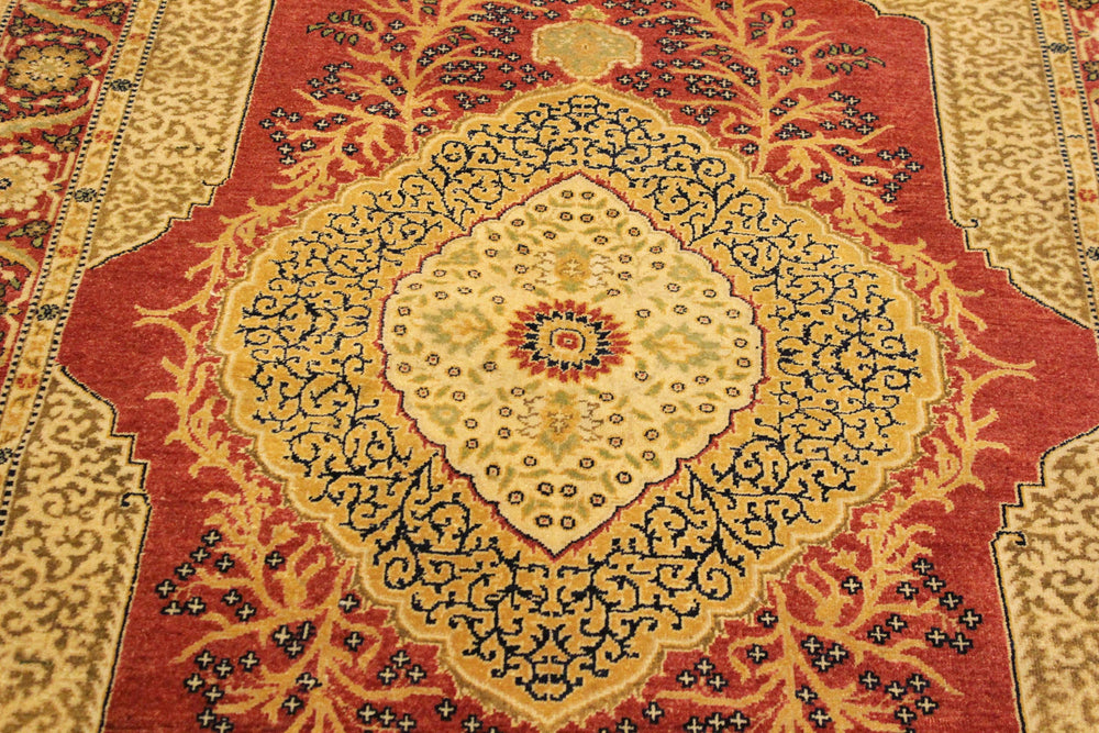 handmade Traditional Design Pink Rust Hand Knotted RECTANGLE 100% WOOL area rug 4' x 6'
