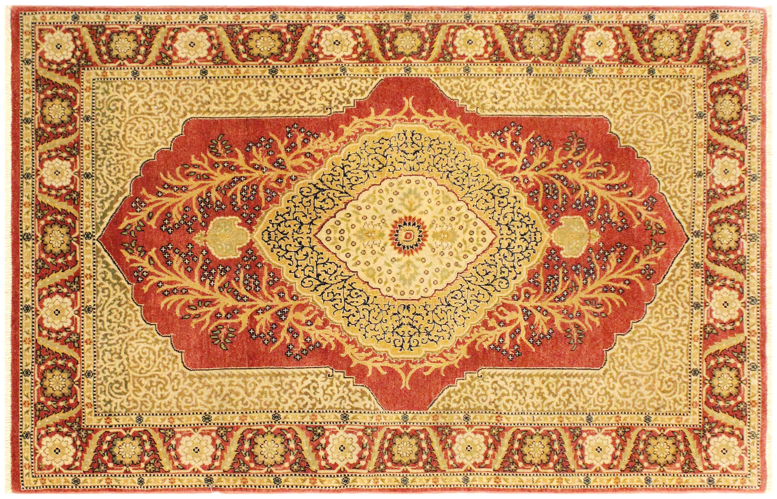 handmade Traditional Design Pink Rust Hand Knotted RECTANGLE 100% WOOL area rug 4' x 6'