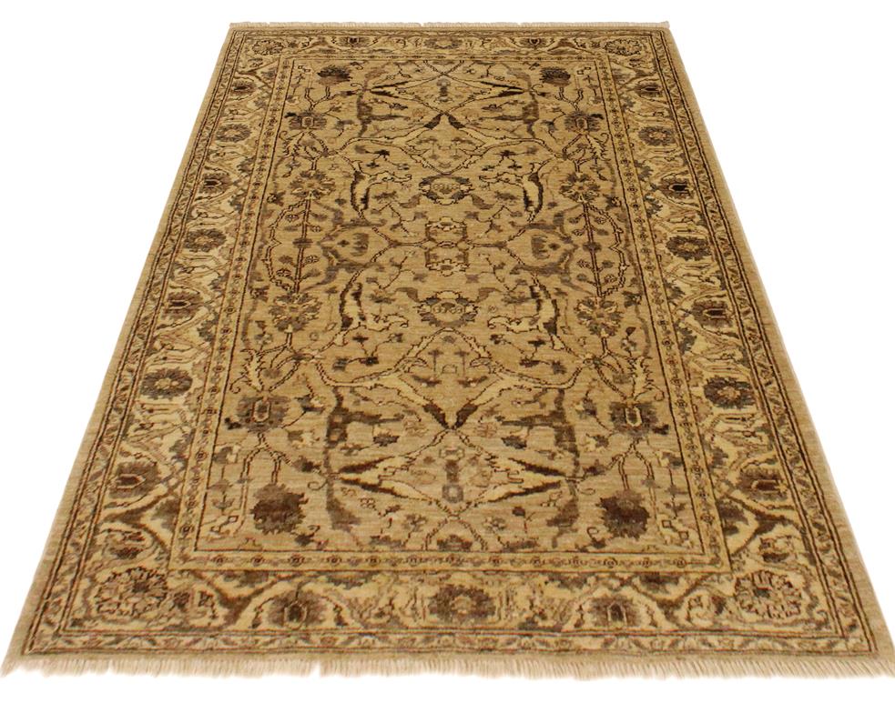 handmade Traditional Kafkaz Tan Beige Hand Knotted RECTANGLE 100% WOOL area rug 4 x 6