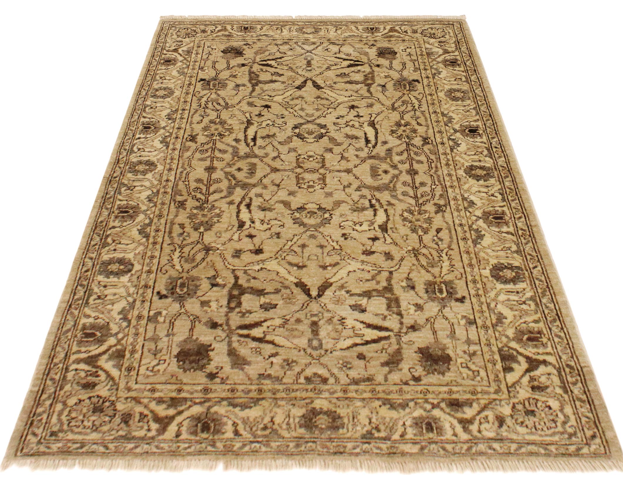 handmade Traditional Kafkaz Tan Beige Hand Knotted RECTANGLE 100% WOOL area rug 4x6
