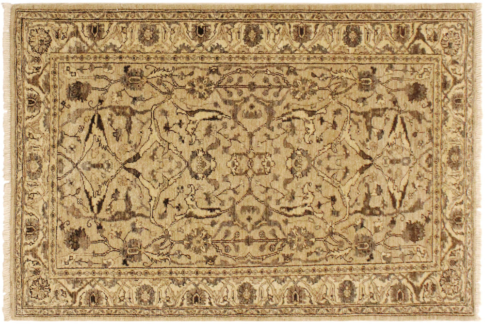 handmade Traditional Kafkaz Tan Beige Hand Knotted RECTANGLE 100% WOOL area rug 4x6