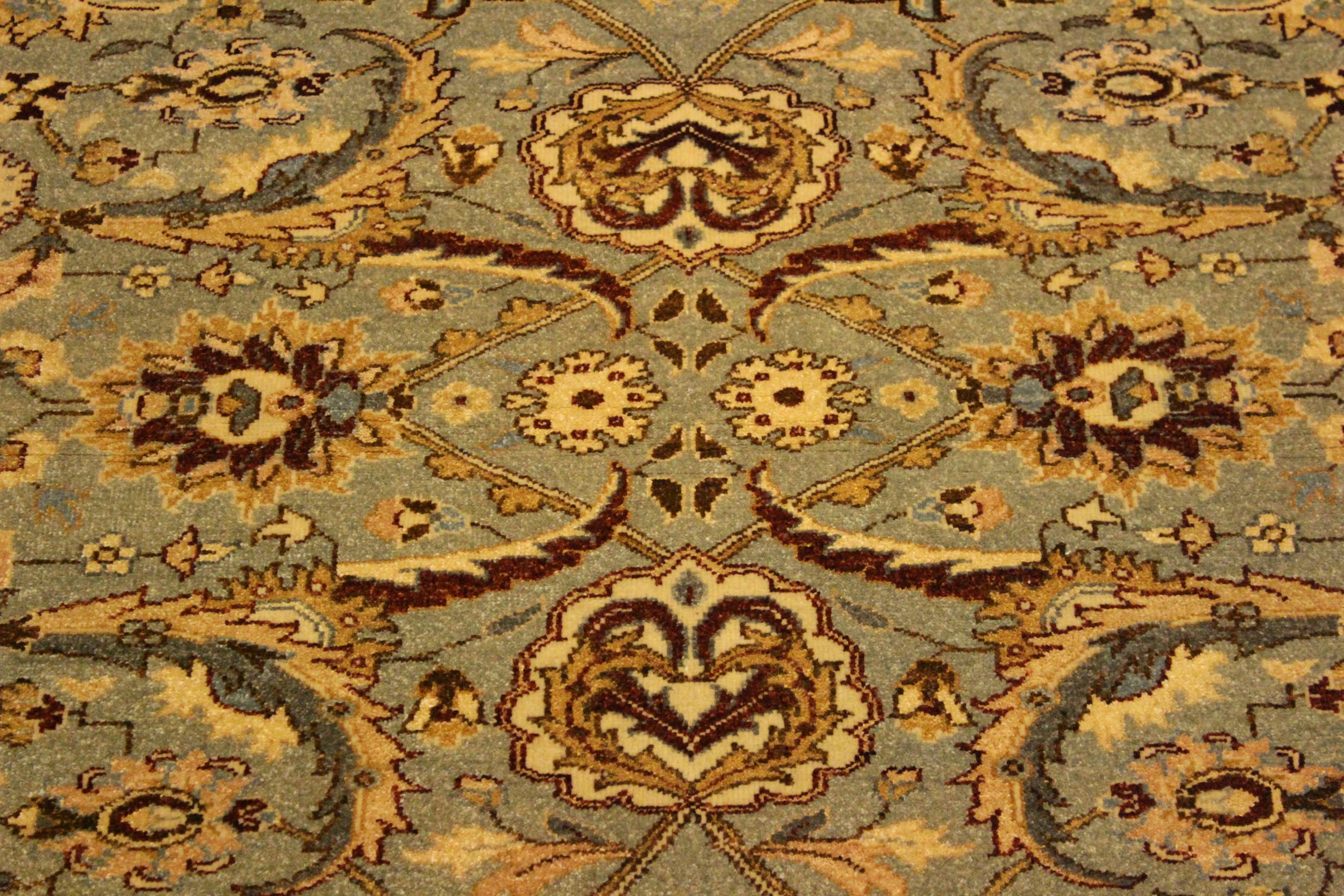 handmade Traditional Lahore Lt. Green Gold Hand Knotted RECTANGLE 100% WOOL area rug 4' x 6'