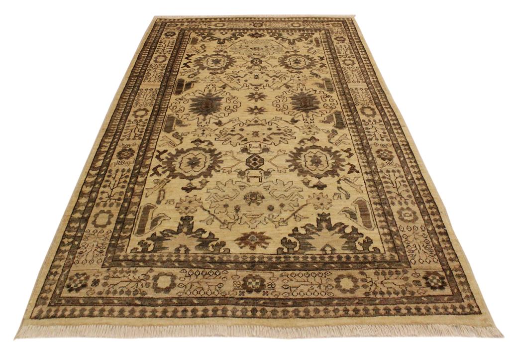 handmade Traditional Kafkaz Tan Beige Hand Knotted RECTANGLE 100% WOOL area rug 4 x 6