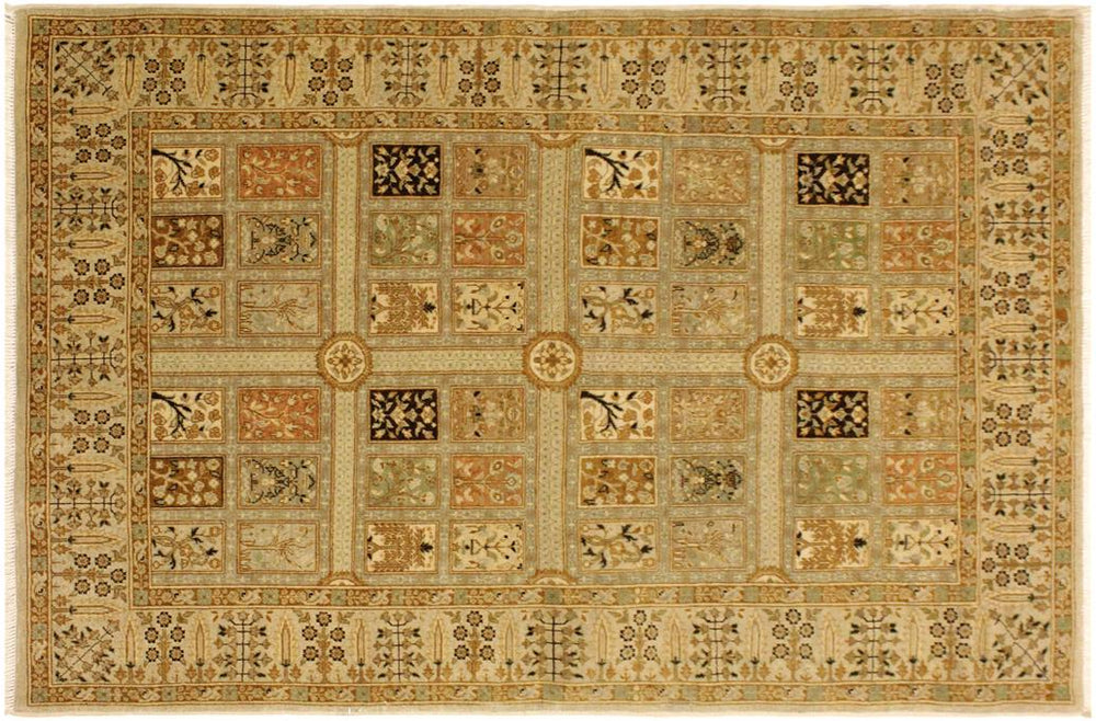 handmade Transitional Design Lt. Tan Lt. Gray Hand Knotted RECTANGLE 100% WOOL area rug 4' x 6'