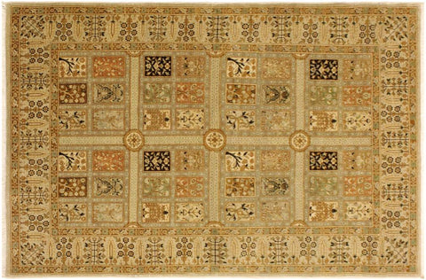 handmade Transitional Design Lt. Tan Lt. Gray Hand Knotted RECTANGLE 100% WOOL area rug 4' x 6'