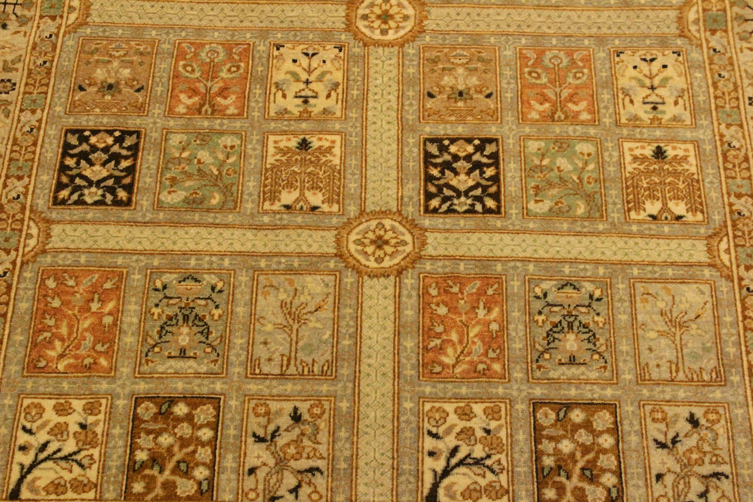 handmade Transitional Design Lt. Tan Lt. Gray Hand Knotted RECTANGLE 100% WOOL area rug 4' x 6'