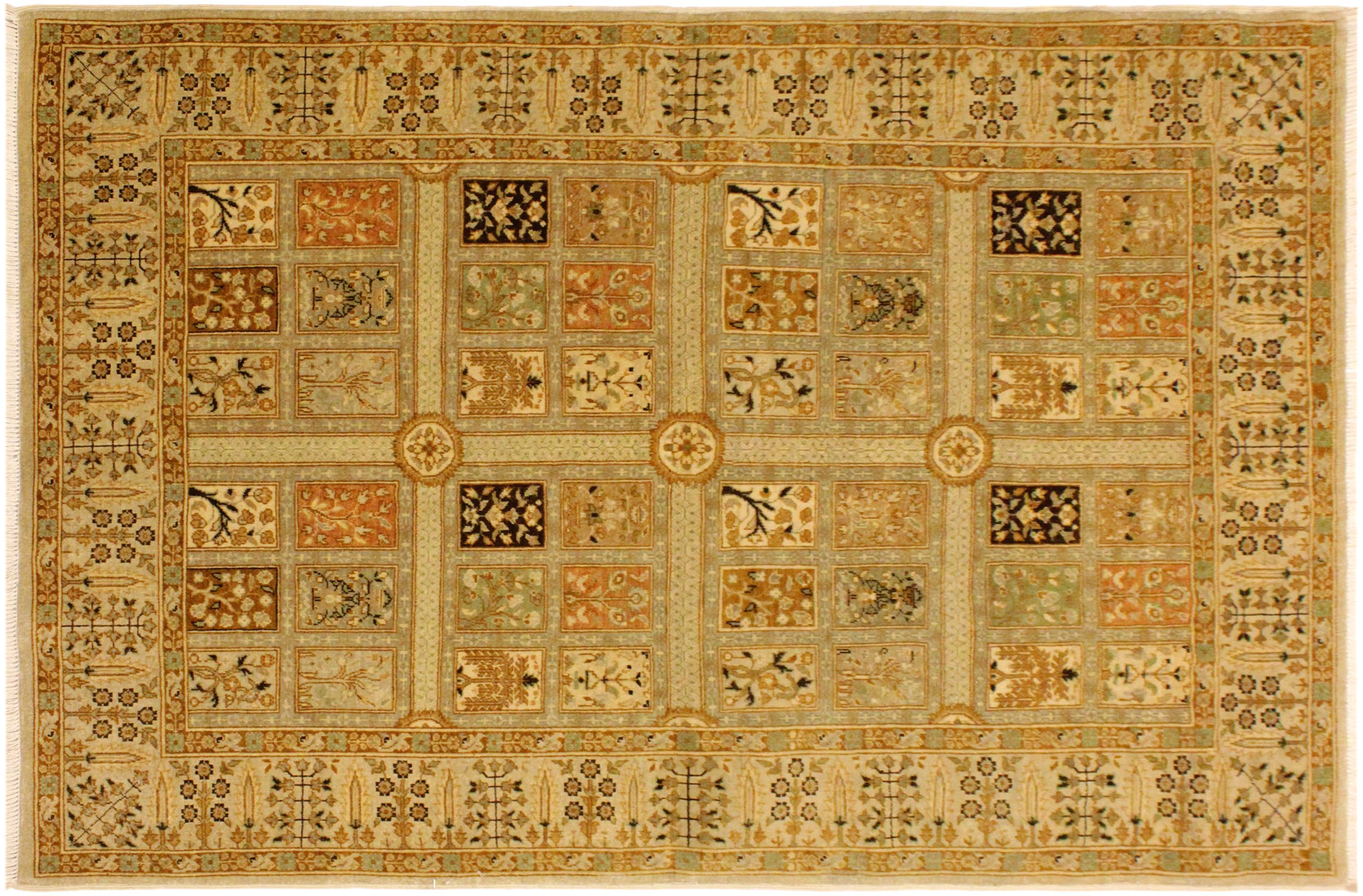 handmade Transitional Design Lt. Tan Lt. Gray Hand Knotted RECTANGLE 100% WOOL area rug 4' x 6'