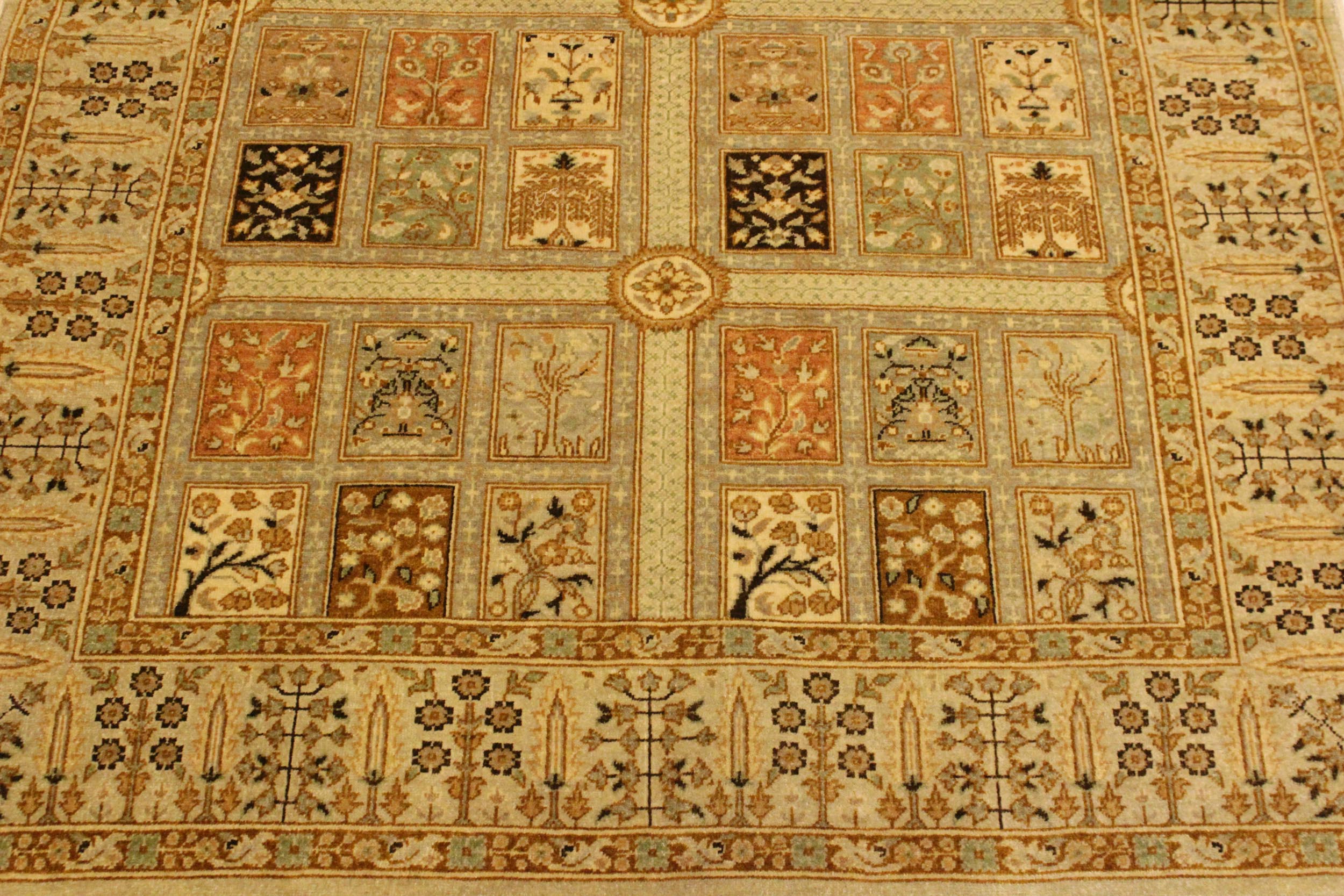 handmade Transitional Design Lt. Tan Lt. Gray Hand Knotted RECTANGLE 100% WOOL area rug 4' x 6'