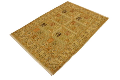 handmade Transitional Design Tan Gold Hand Knotted RECTANGLE 100% WOOL area rug 4' x 6'