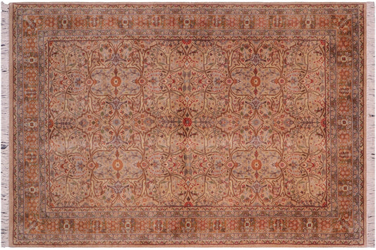 handmade Traditional Tabriz Tan Brown Hand Knotted RECTANGLE 100% WOOL area rug 4x7