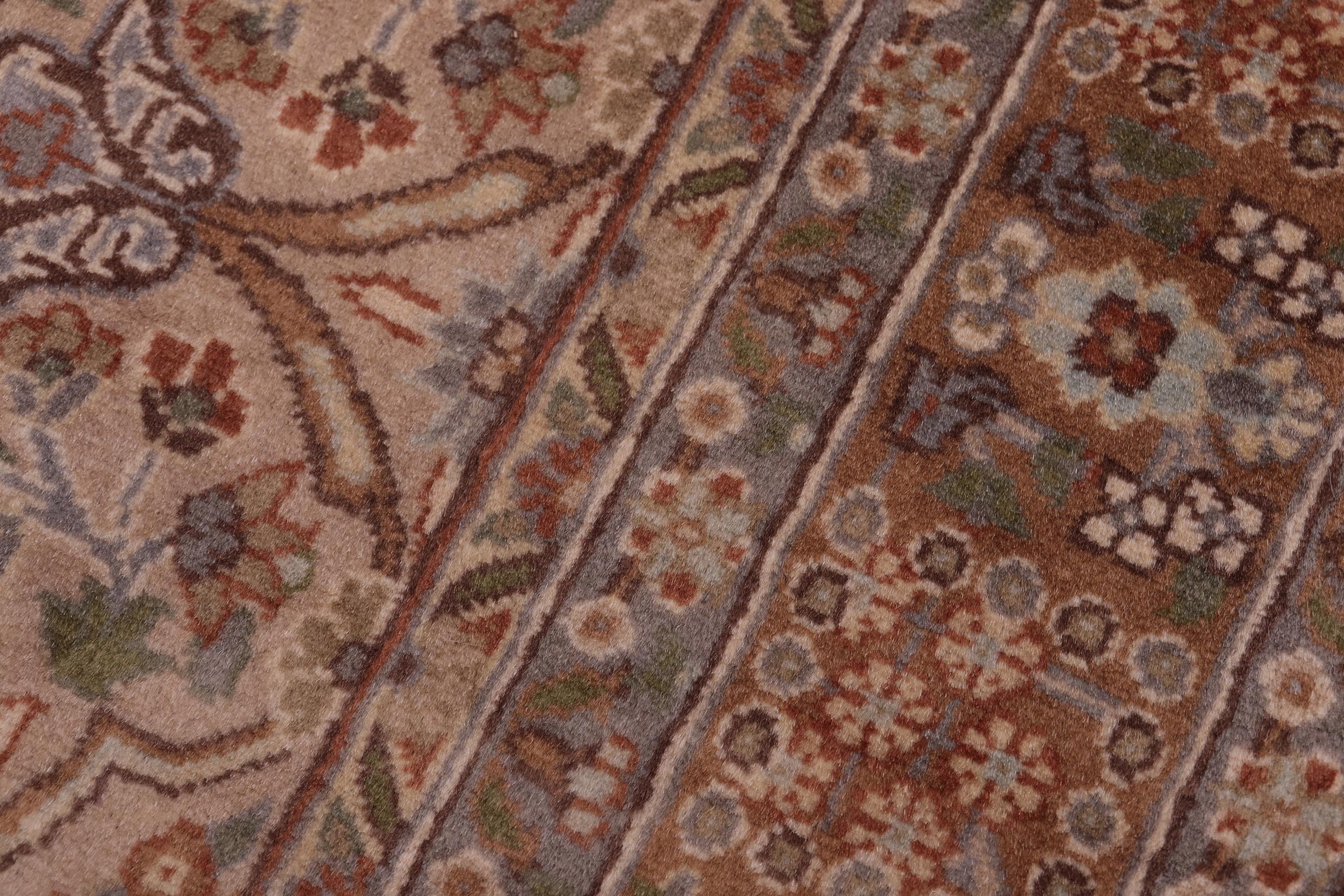 handmade Traditional Tabriz Tan Brown Hand Knotted RECTANGLE 100% WOOL area rug 4x7