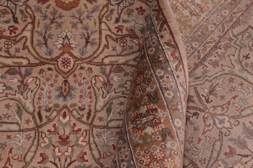 handmade Traditional Tabriz Tan Brown Hand Knotted RECTANGLE 100% WOOL area rug 4x7