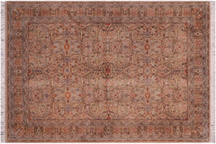 handmade Traditional Tabriz Tan Brown Hand Knotted RECTANGLE 100% WOOL area rug 4x7