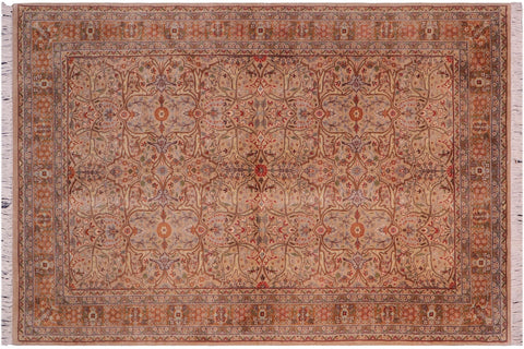 handmade Traditional Tabriz Tan Brown Hand Knotted RECTANGLE 100% WOOL area rug 4x7