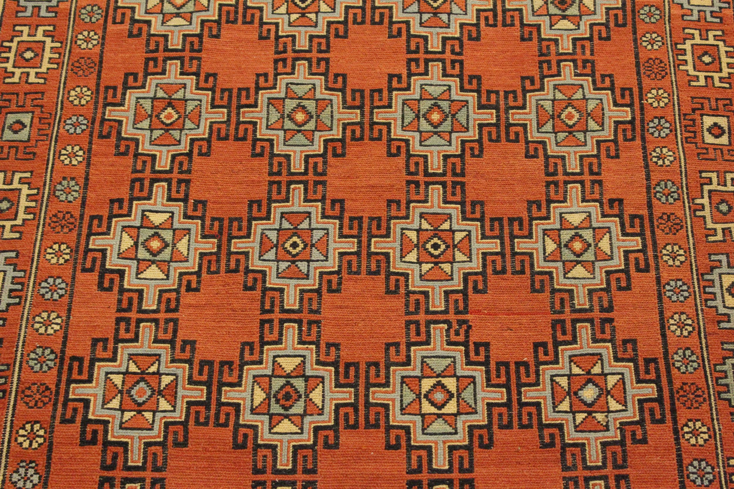 handmade Geometric Soumakh Orange Beige Hand-Woven RECTANGLE 100% WOOL area rug 3 x 5