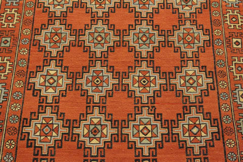 handmade Geometric Soumakh Orange Beige Hand-Woven RECTANGLE 100% WOOL area rug 3 x 5
