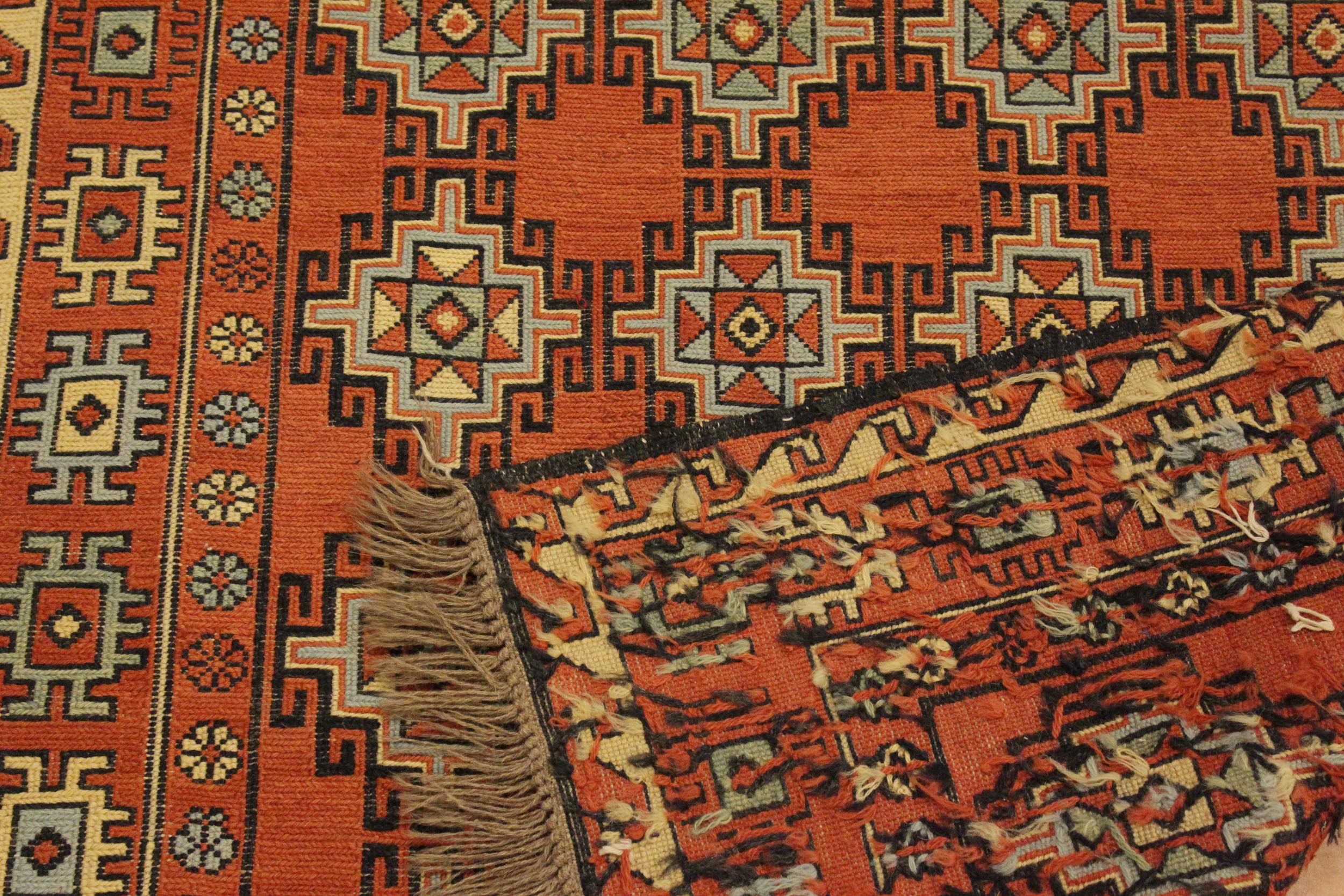 handmade Geometric Soumakh Orange Beige Hand-Woven RECTANGLE 100% WOOL area rug 3 x 5