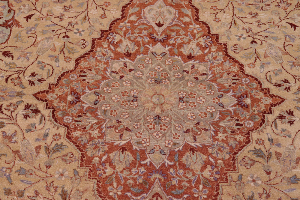 handmade Traditional  Brown Green Hand Knotted RECTANGLE 100% WOOL area rug 8' x 11'