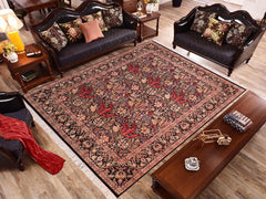 handmade Transitional Gulshan Black Red Hand Knotted RECTANGLE 100% WOOL area rug 8x10