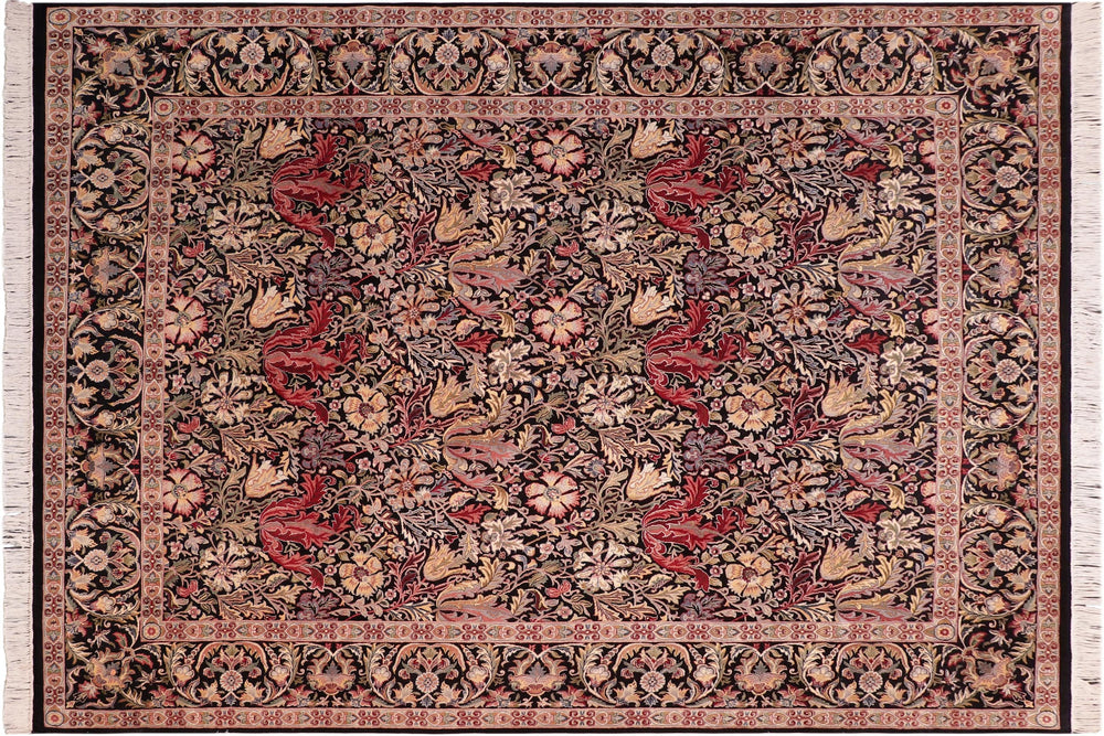 handmade Transitional Gulshan Black Red Hand Knotted RECTANGLE 100% WOOL area rug 8x10