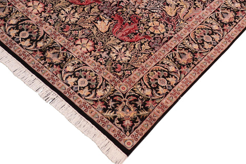 handmade Transitional Gulshan Black Red Hand Knotted RECTANGLE 100% WOOL area rug 8x10