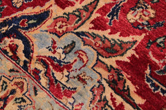 Semi-Antique Kashan Gracelyn Red/Blue Wool Rug - 9'2'' x 11'11''