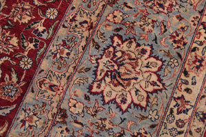 handmade Traditional Kashan Red Lt. Blue Hand Knotted RECTANGLE 100% WOOL area rug 9x12