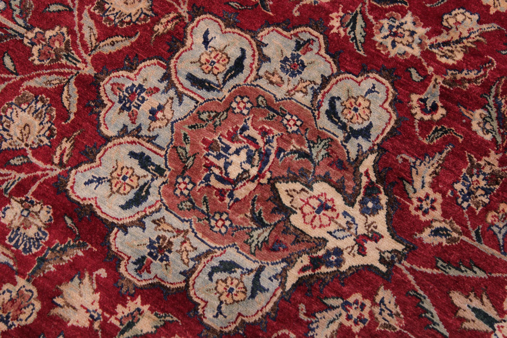 handmade Traditional Kashan Red Lt. Blue Hand Knotted RECTANGLE 100% WOOL area rug 9x12
